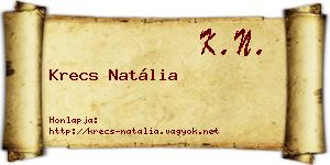 Krecs Natália névjegykártya